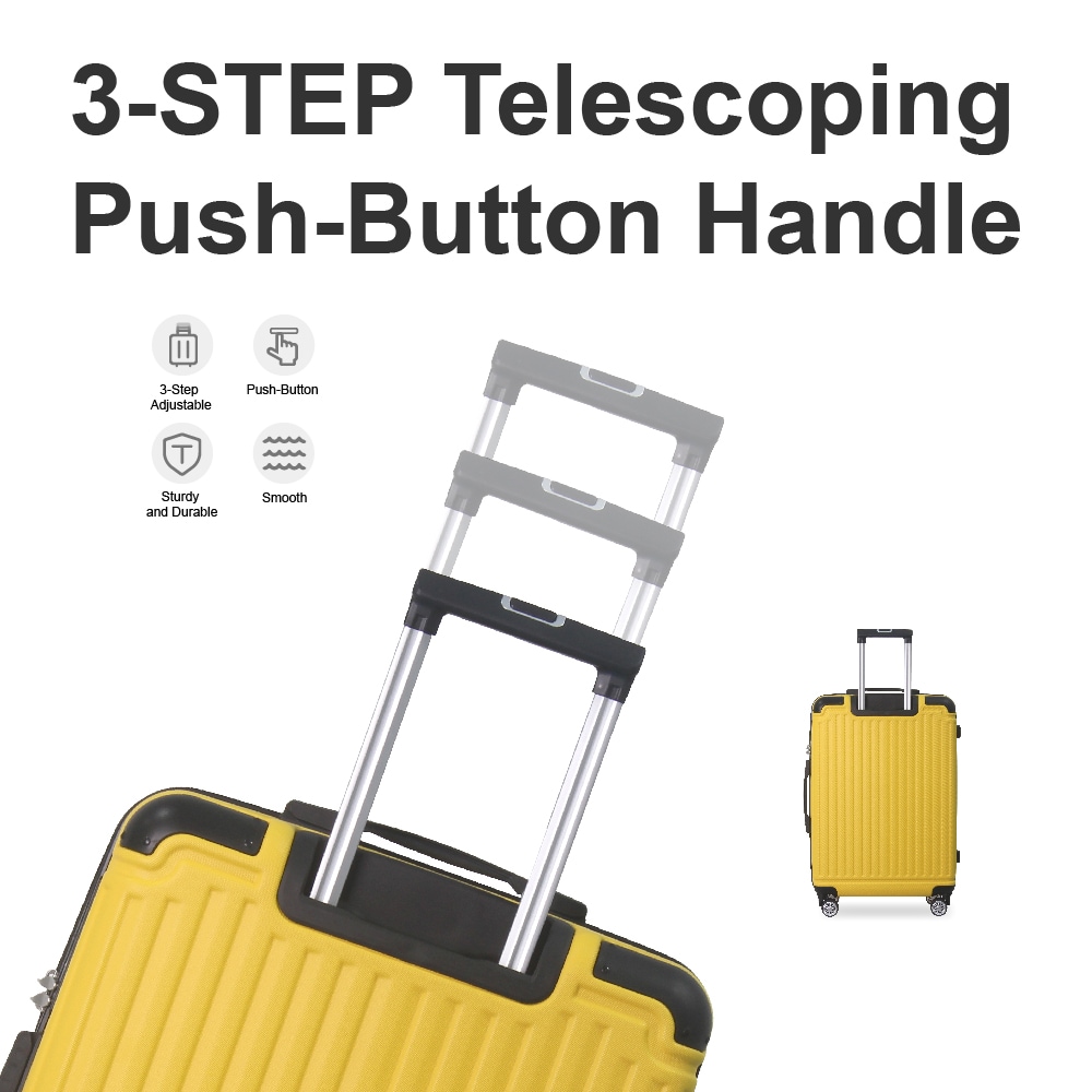 Lemon Yellow 3-Piece Premium ABS Luggage Set-20", 24", And 28" Suitcases With Multi-Position Handle, Silent Spinner Wheels, And TSA-Approved Lock-Durable, Stylish, And Spacious Travel Gear_voghion.com